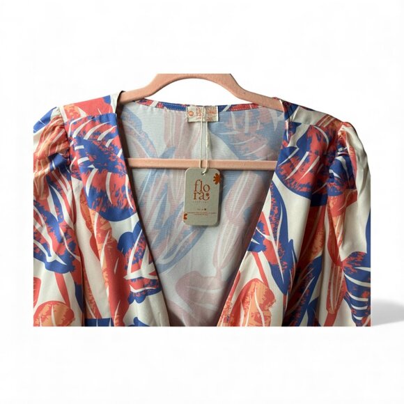 Flora Clothing Tropical Print Wrap Dress Boho Style Size M - Picture 3 of 7